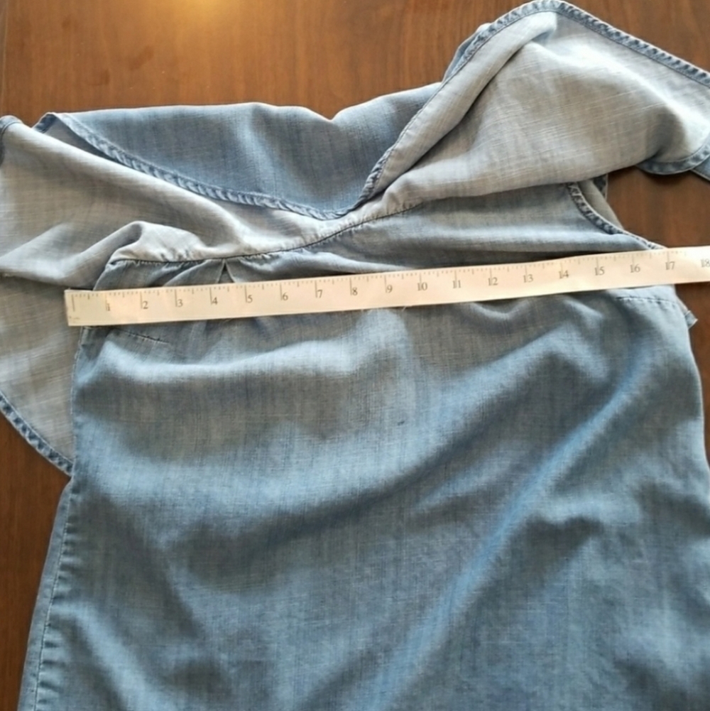 CLOTH & STONE Anthropologie Chambray One Shoulder Top Small. - Picture 6 of 8